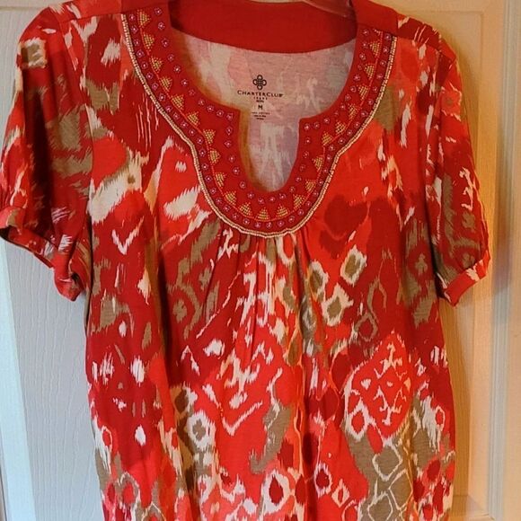 ORANGE PRINT TOP - Picture 1 of 3